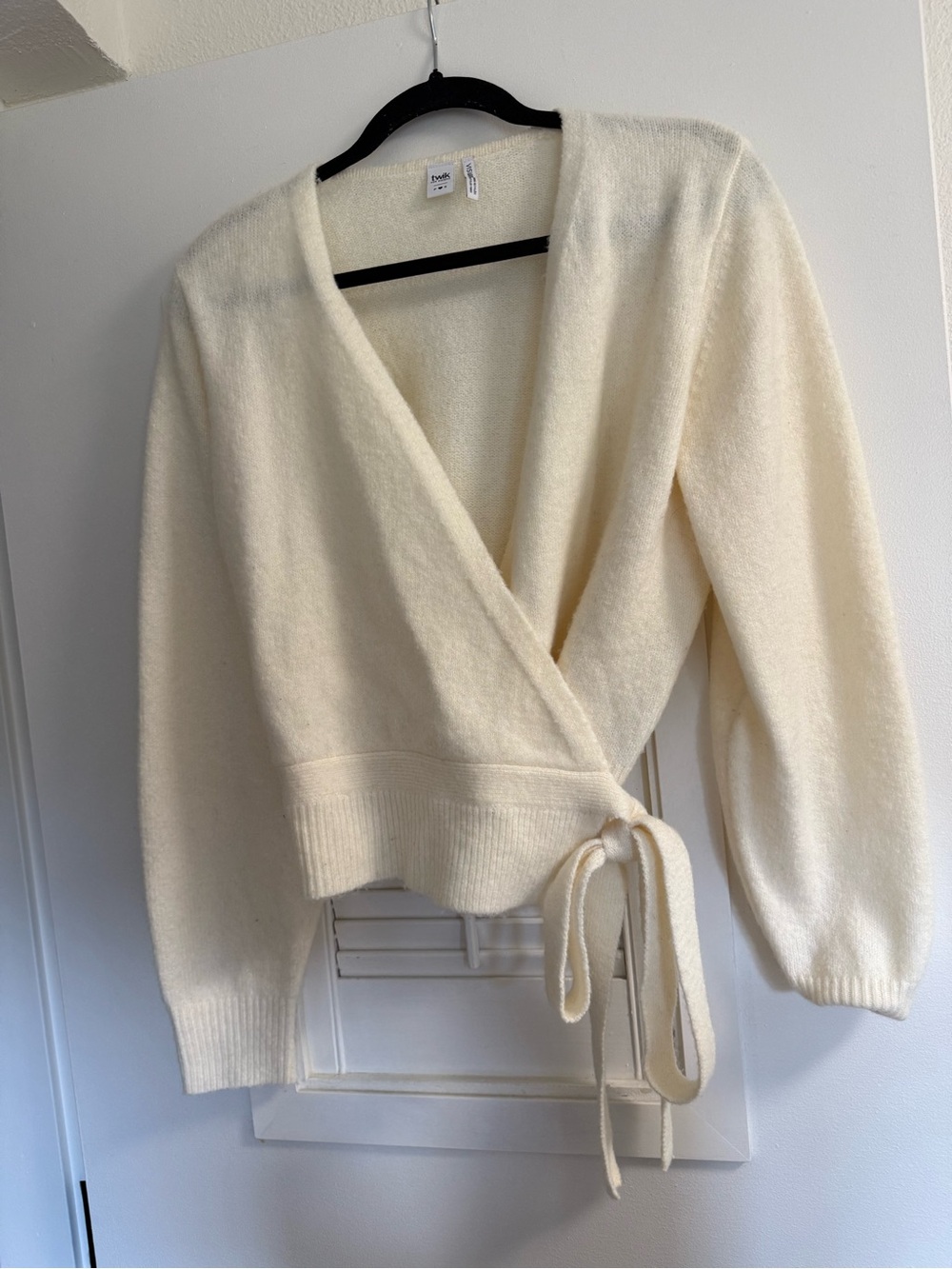 TWIK Fluffy Knit Crossover Cardigan